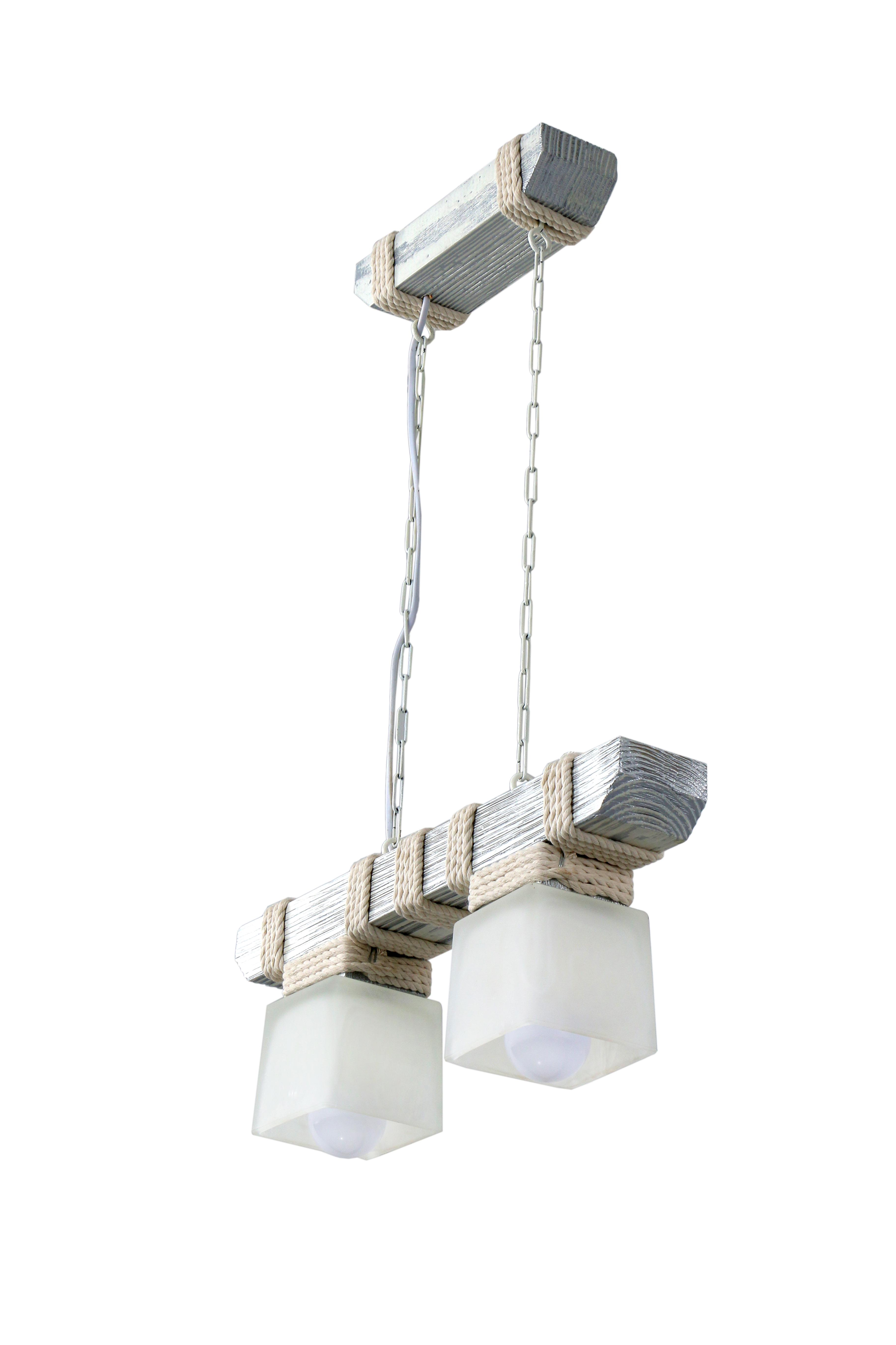 Люстра дерев'яна Sirius на 2 плафони Біле срібло (S7009/2)