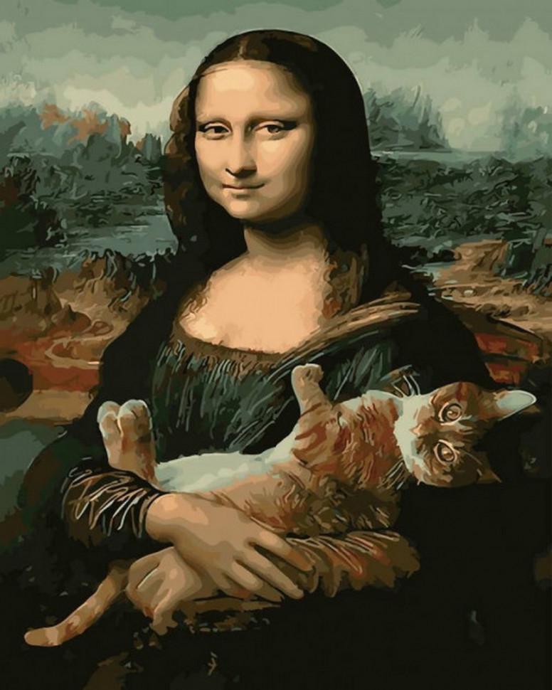 Картина по номерам Rainbow Art Мона Лиза и кот (GX29098-RA)