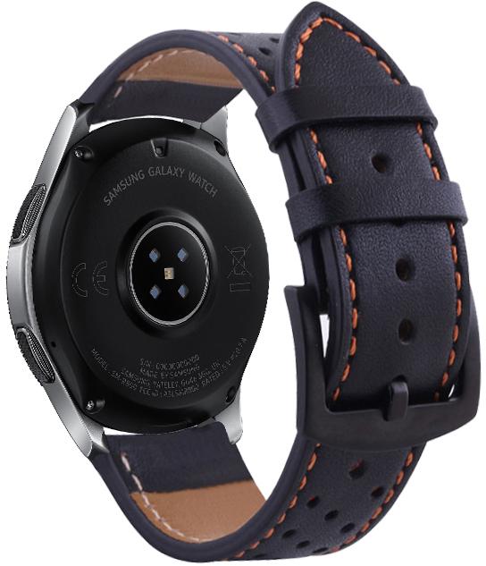 Ремешок кожаный Classico для Galaxy Watch 46 мм Black/Orange (16869)