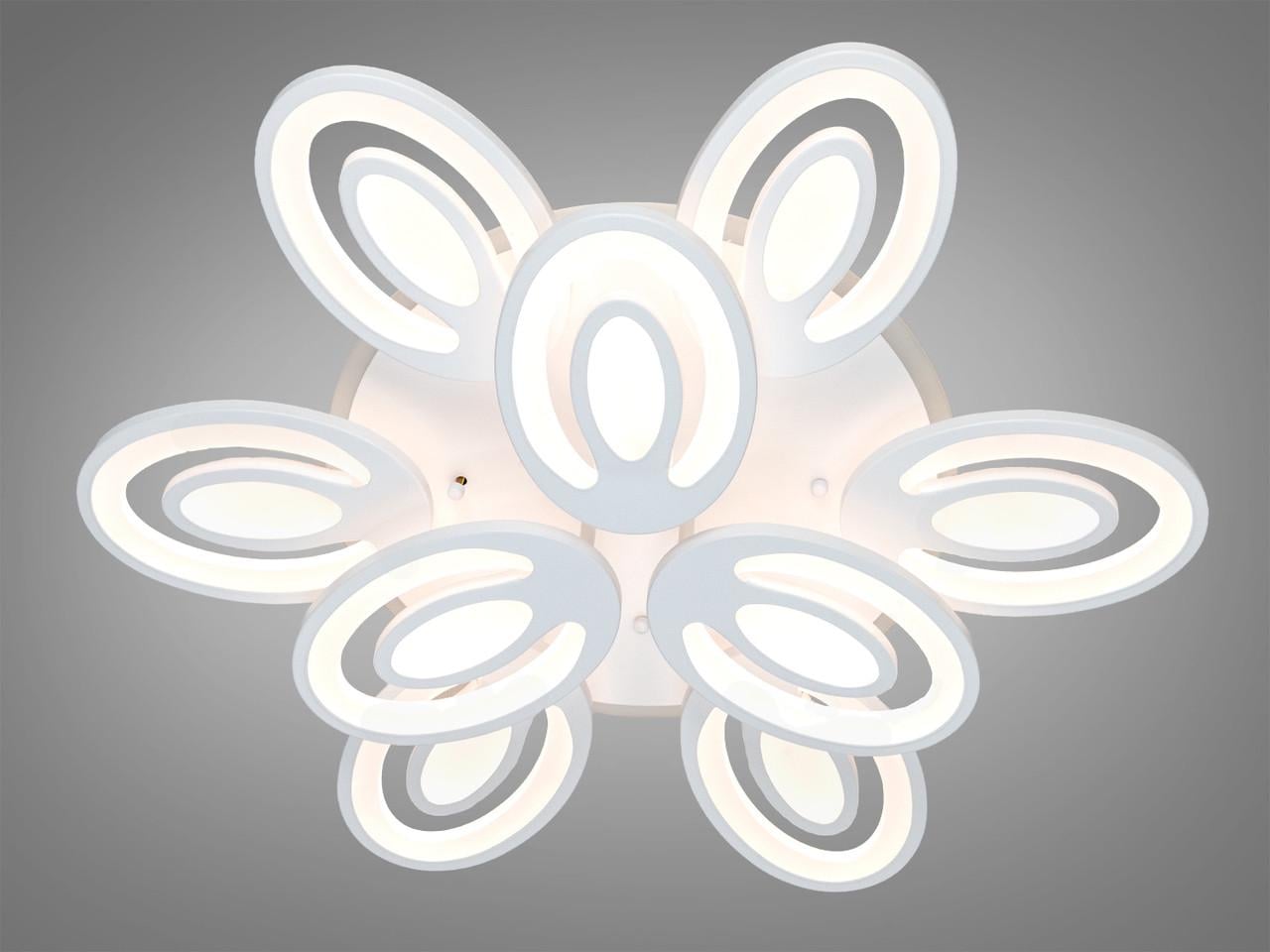 Люстра светодиодная для гостиной 2528/6+3WH LED 3color dimmer 176 Вт 9 колец с пультом Белый (2957216506)