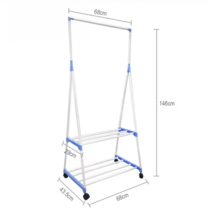 Вешалка для одежды Clothes Rack Multi-Function двухъярусная передвижная напольная - фото 3 Вешалка для одежды Clothes Rack Multi-Function двухъярусная передвижная напольная - фото 3