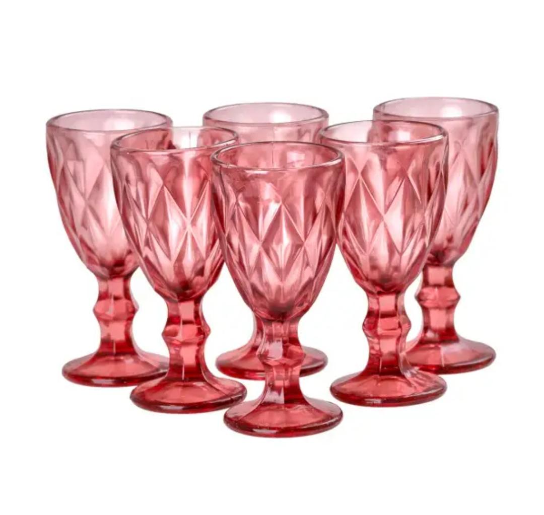 Набор рюмок  TS Kitchen HP001P из толстого стекла фигурных граненых 6 шт. по 50 мл Розовый (HP001P)