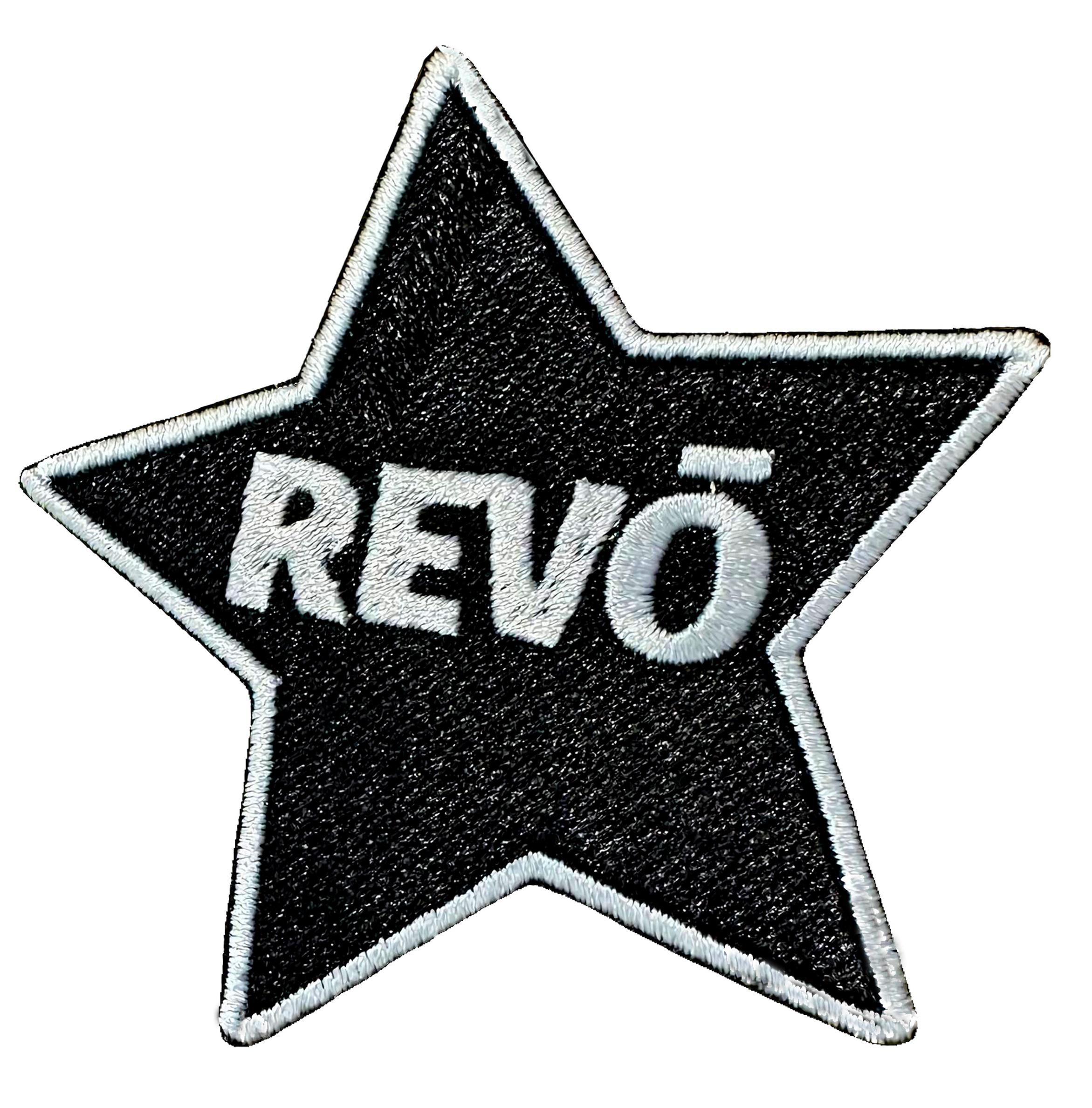 Шеврон вышитый REVO энергетик на липучке в форме звезды Черно-белый (REVOENERGY)