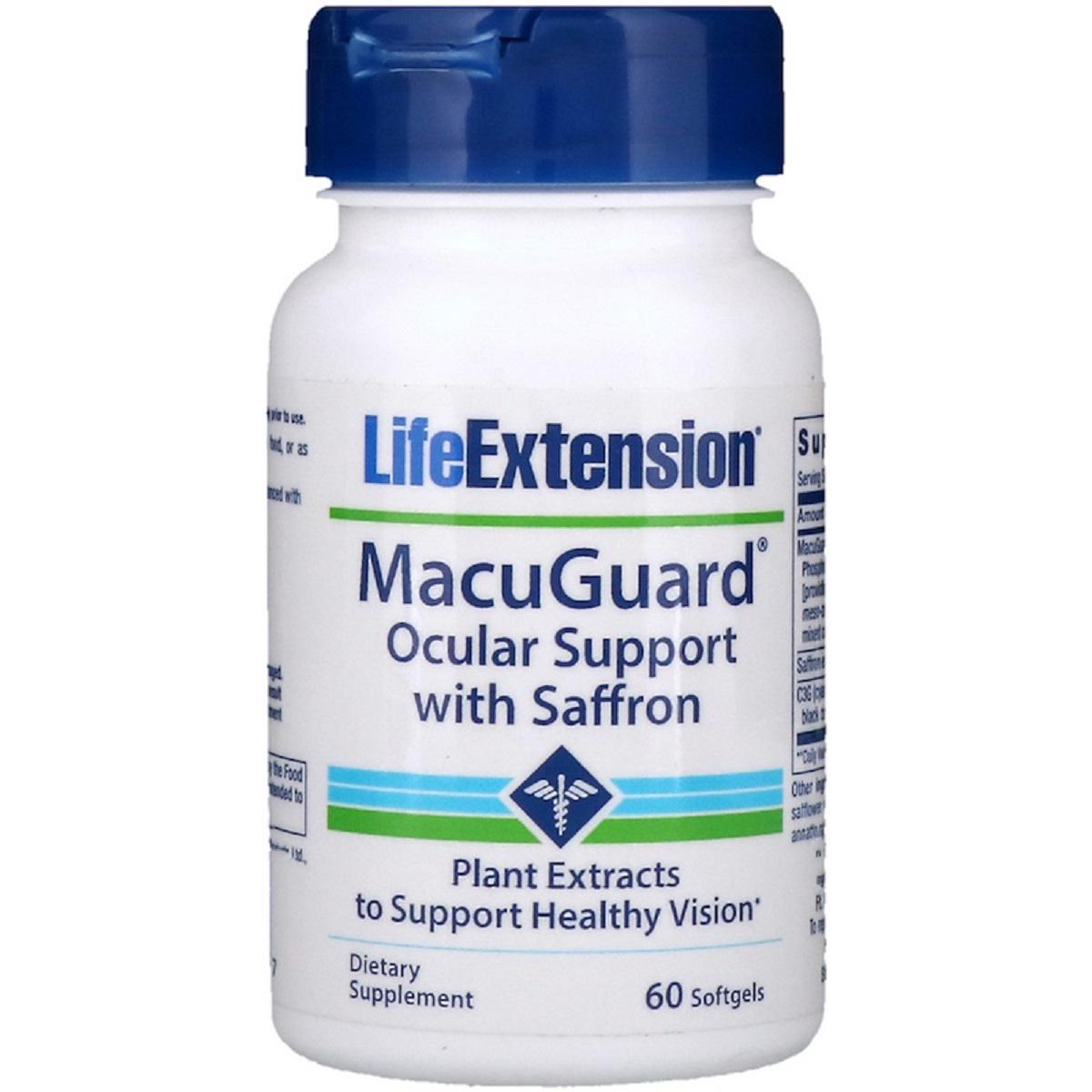 Шафран для поддержки зрения Life Extension MacuGuard Ocular Support with Saffron 60 Гелевых капсул (LEX19926)