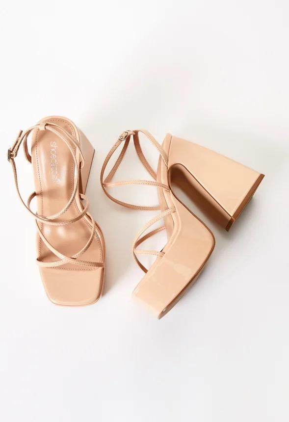 Босоніжки JustFab на підборах на платформі р. 40,5 Бежевий