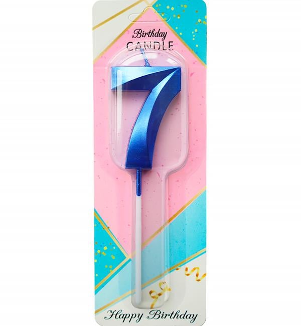 Свечи в торт цифра 7 5 см Синий металлик