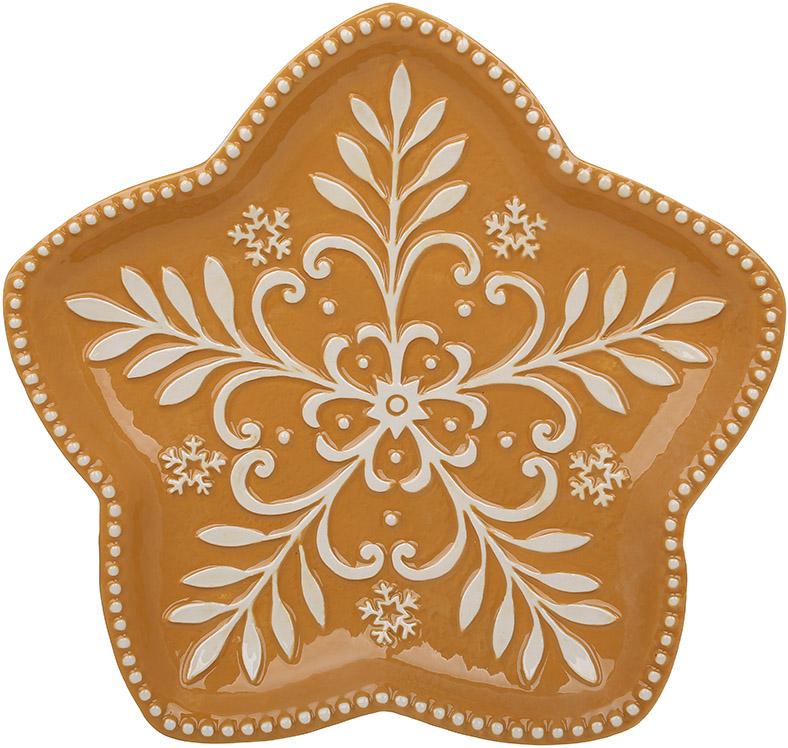 Набор керамических тарелок Пряничная Снежинка 4 шт. 25 см