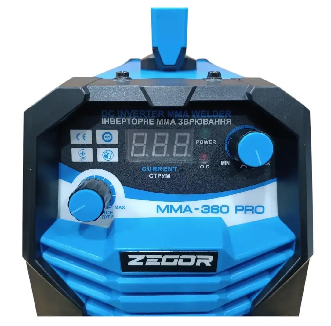 Сварочный аппарат инверторный Zegor MMA-360 PRO/IGBT 6,2 кВт MMA (MMA-360 Pro) - фото 3 Сварочный аппарат инверторный Zegor MMA-360 PRO/IGBT 6,2 кВт MMA (MMA-360 Pro) - фото 3