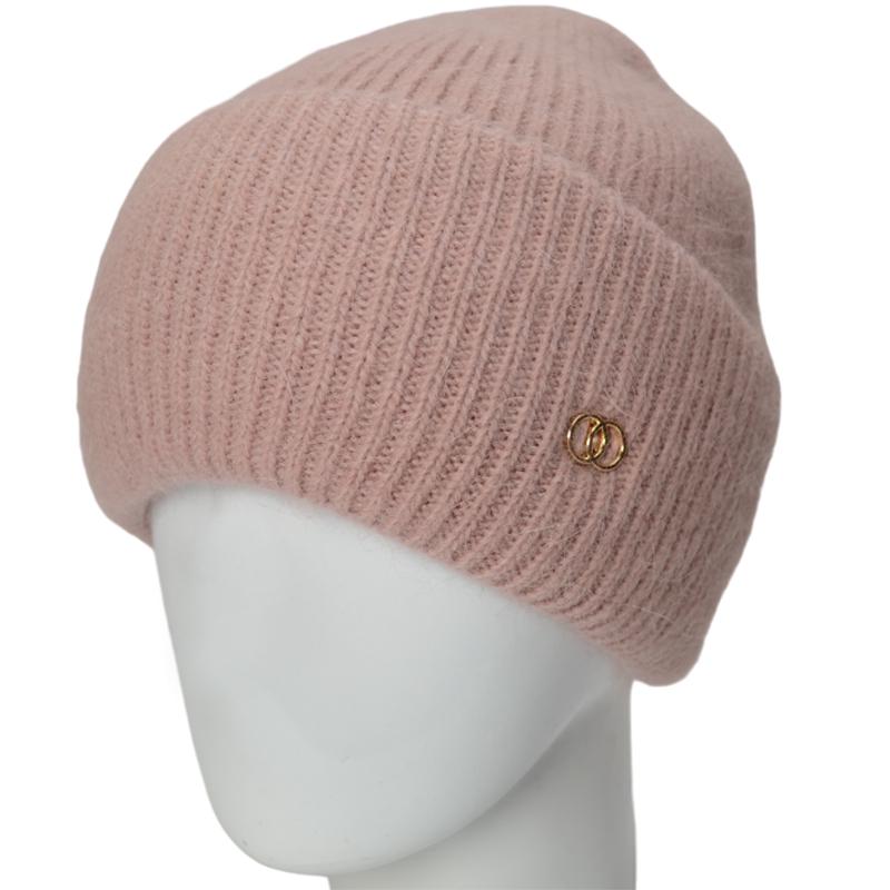 Шапка женская с двойным отворотом Novita Гранат one size Бежевая пудра - фото 1