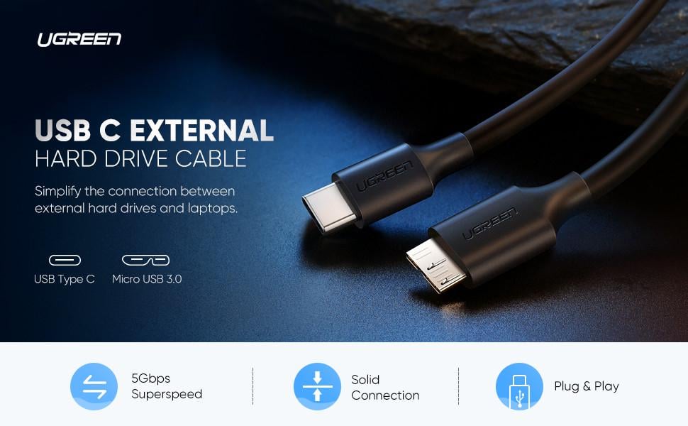 Кабель зарядный UGREEN USB-C-micro USB 3,0 PVC 1 м Black (US312) - фото 8