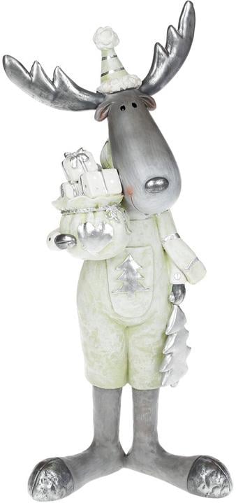 Фигура декоративная Лось с подарками 40,5 см в мятном комбинезоне (BD-823-577)