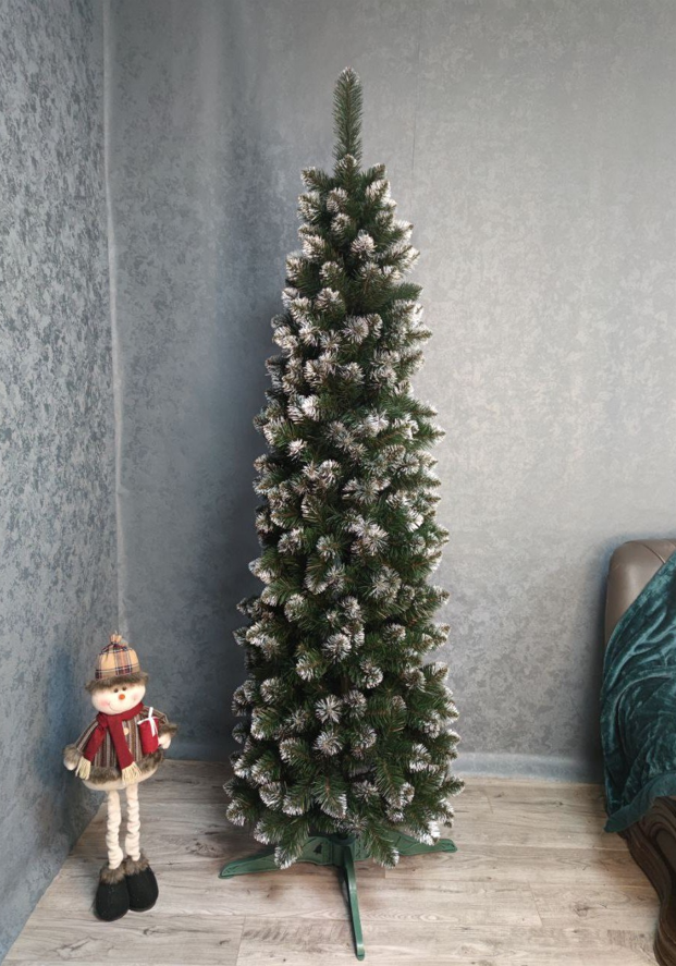 Штучна ялинка Лідія Слім ПВХ з підставкою 1,80 м Зелений/Білий (NYT15208) - фото 3 Штучна ялинка Лідія Слім ПВХ з підставкою 1,80 м Зелений/Білий (NYT15208) - фото 3