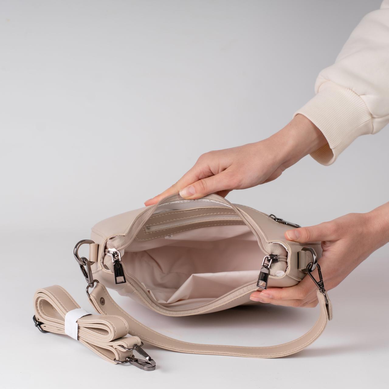 Сумка женская багет XENIA № 30-24 Бежевый - фото 4