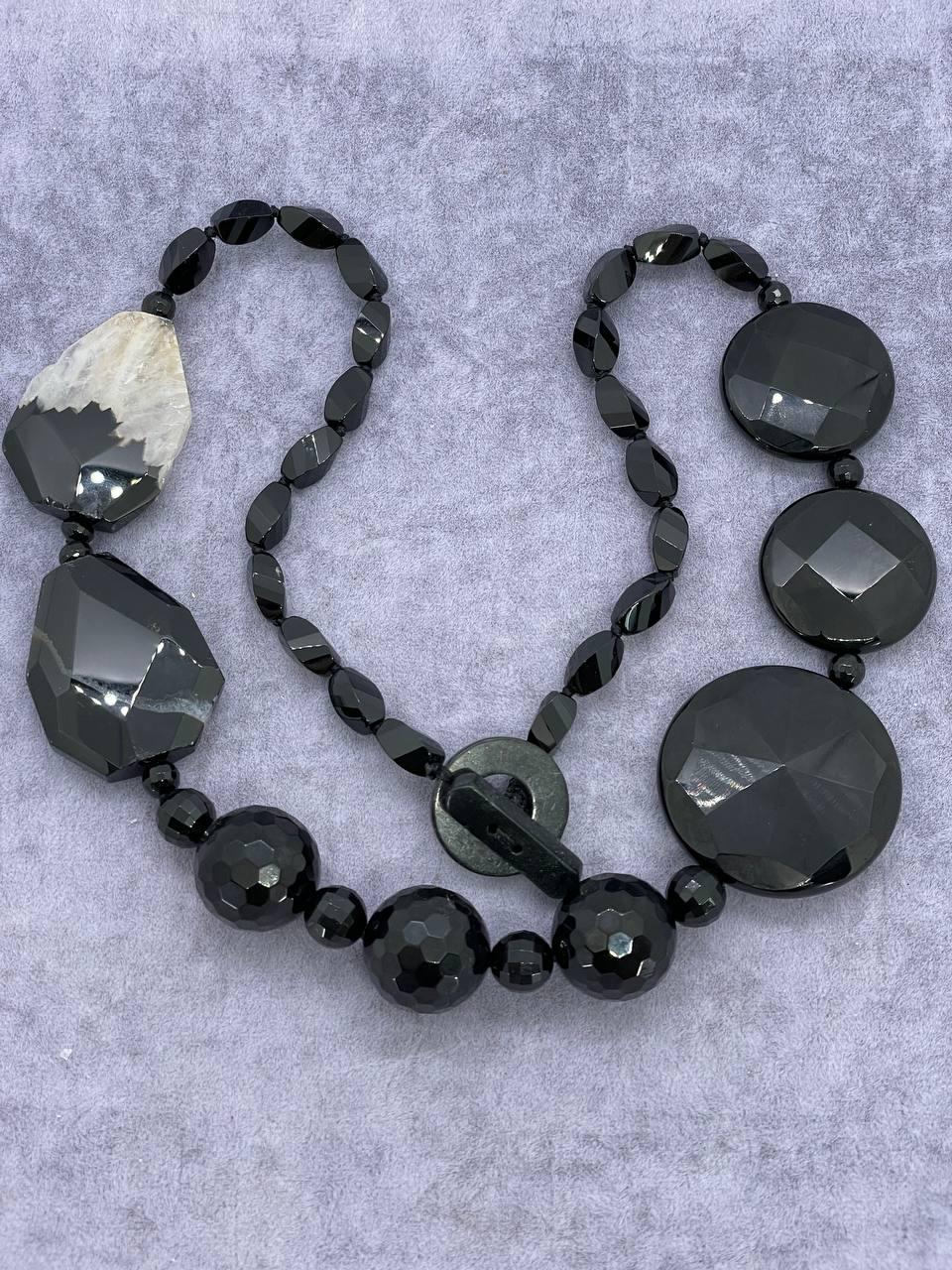 Бусы агат 60 см Черный (9804)