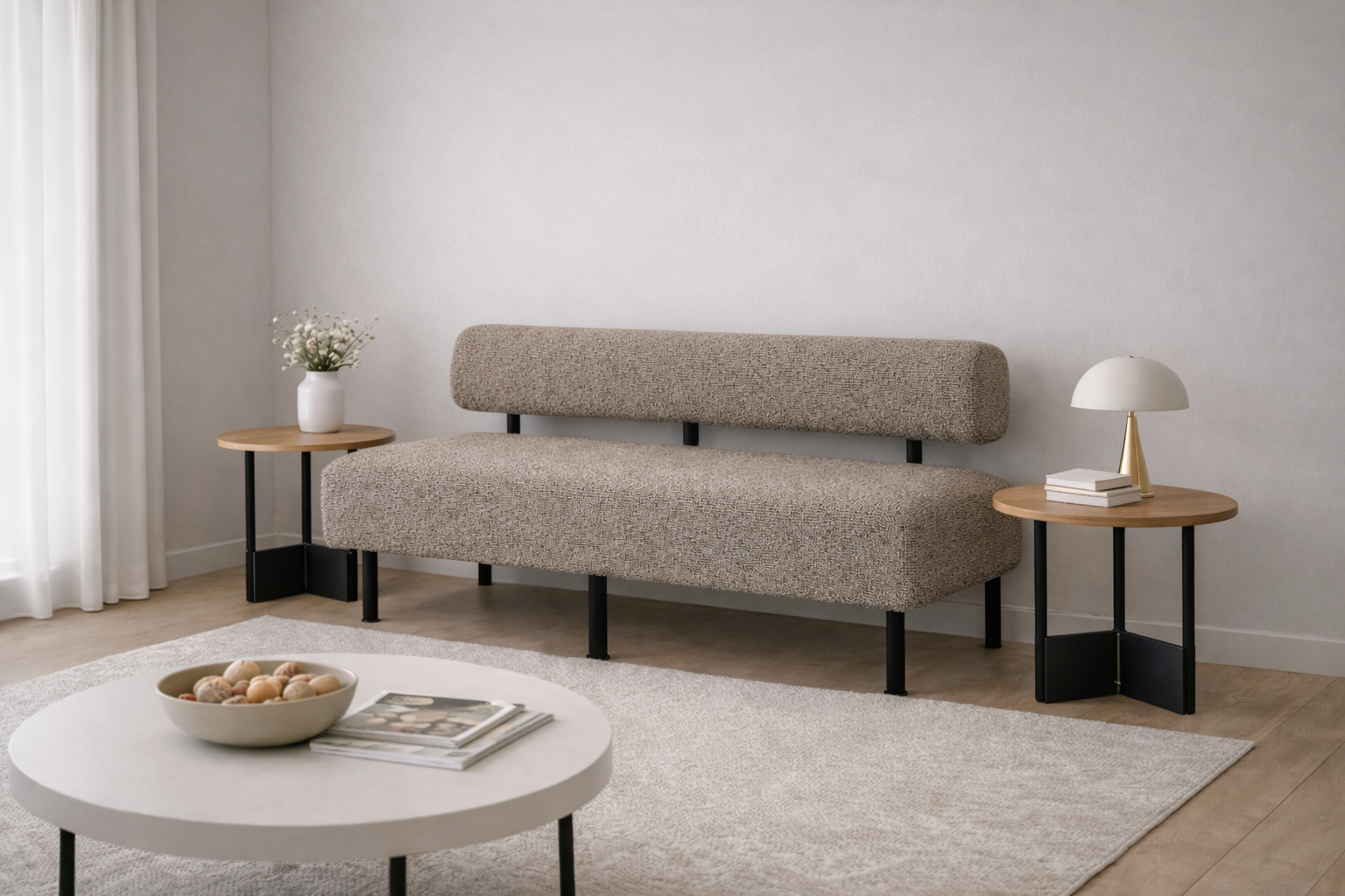 Диван Tobi Sho Люмо 1800х540х750 мм букле Alpaca Кофейный/20