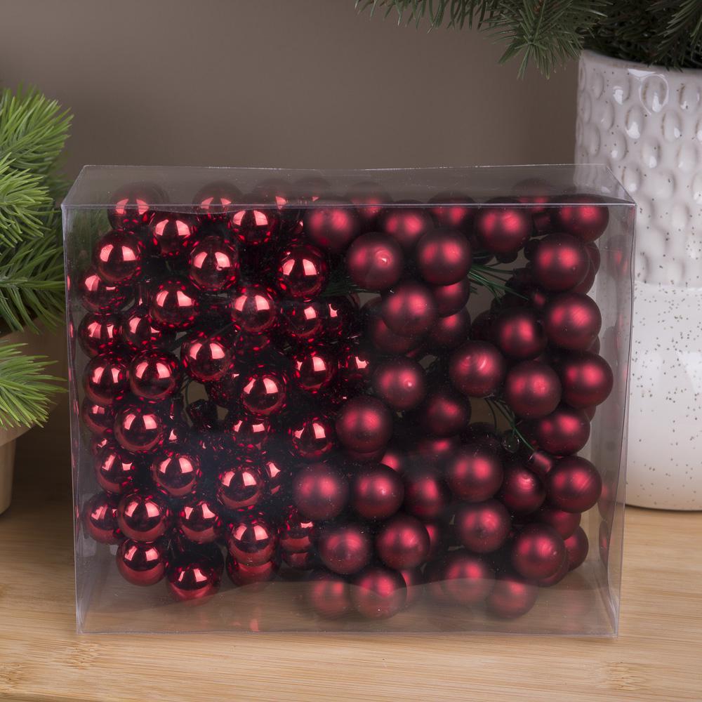 Шары новогодние на проводе из стекла в коробке Темно-красный (2603-7)