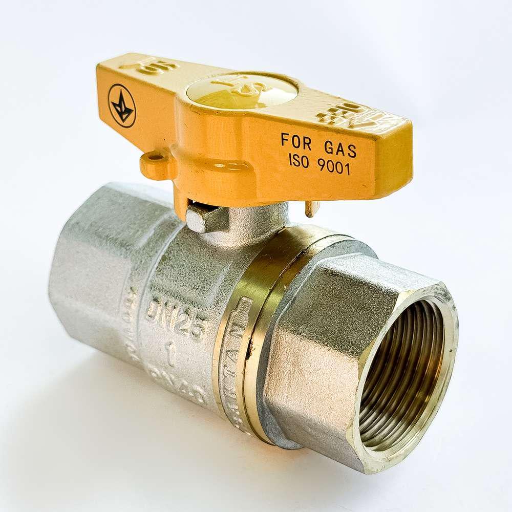 Кран шаровой для газа SANTAN PREMIUM 602 1" внутренний-внутренний бабочка Желтый (46815)