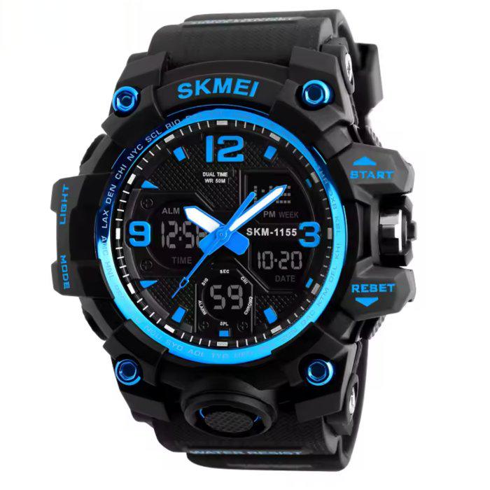 Часы мужские тактические Skmei Hamlet Blue 1155B водостойкие из поликарбоната 50х19 мм Черный (150-96-1155B)