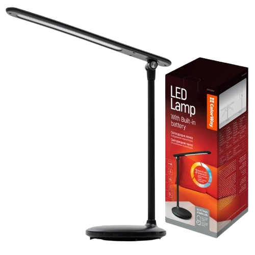 Настільна лампа ColorWay CW-DL02B-B LED з вбудованим акумулятором Чорний (УТ000061080)
