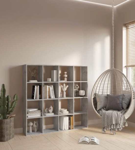 Полка для книг P-11 16 ячеек Бетон (29669018)