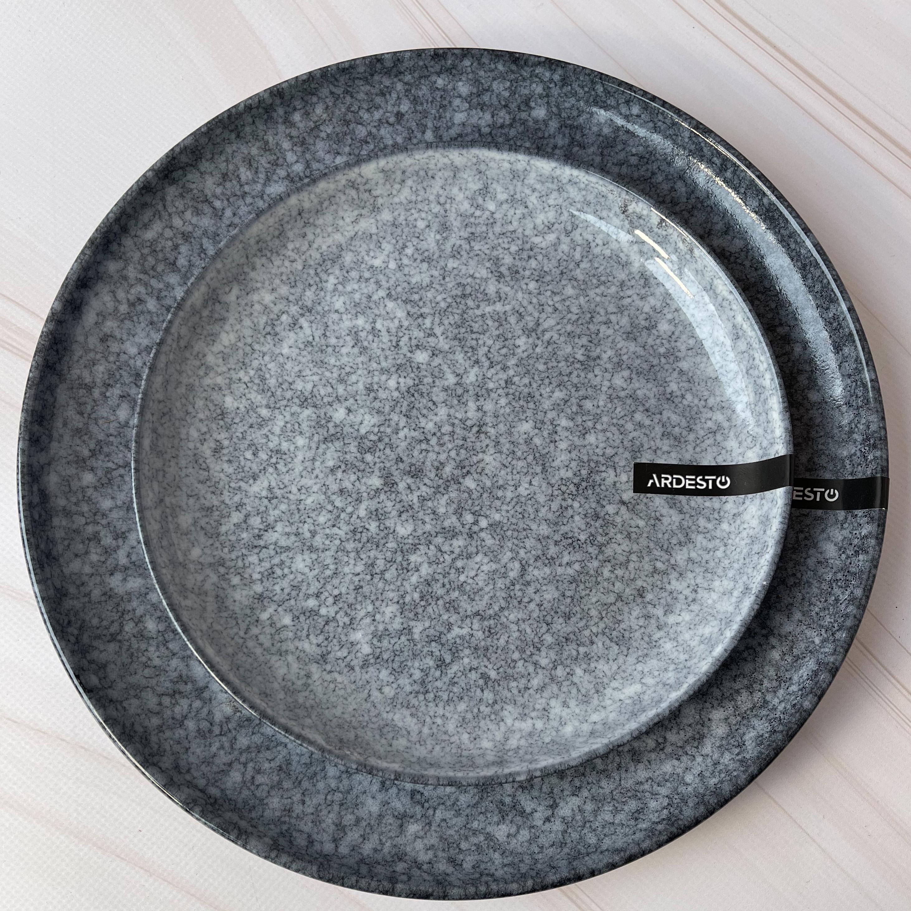 Столовый сервиз посуды Ardesto Loreto 5 предметов на 1 персону темно-серый мраморный фарфор - фото 11