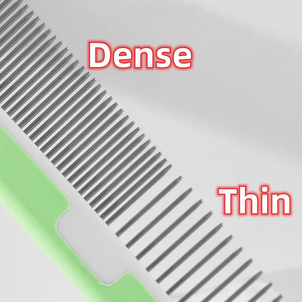 Гребінець металевий з рідкісними та частими зубами для собак і кішок Зелений (370219) - фото 5