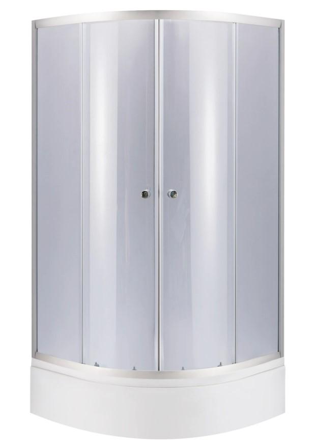 Душова кабіна напівкругла Lidz Latwa SC90x90.SAT.MID.GR скло тоноване 4 мм з душовим піддоном Kapielka ST 90x90x26 см з панеллю (64613)