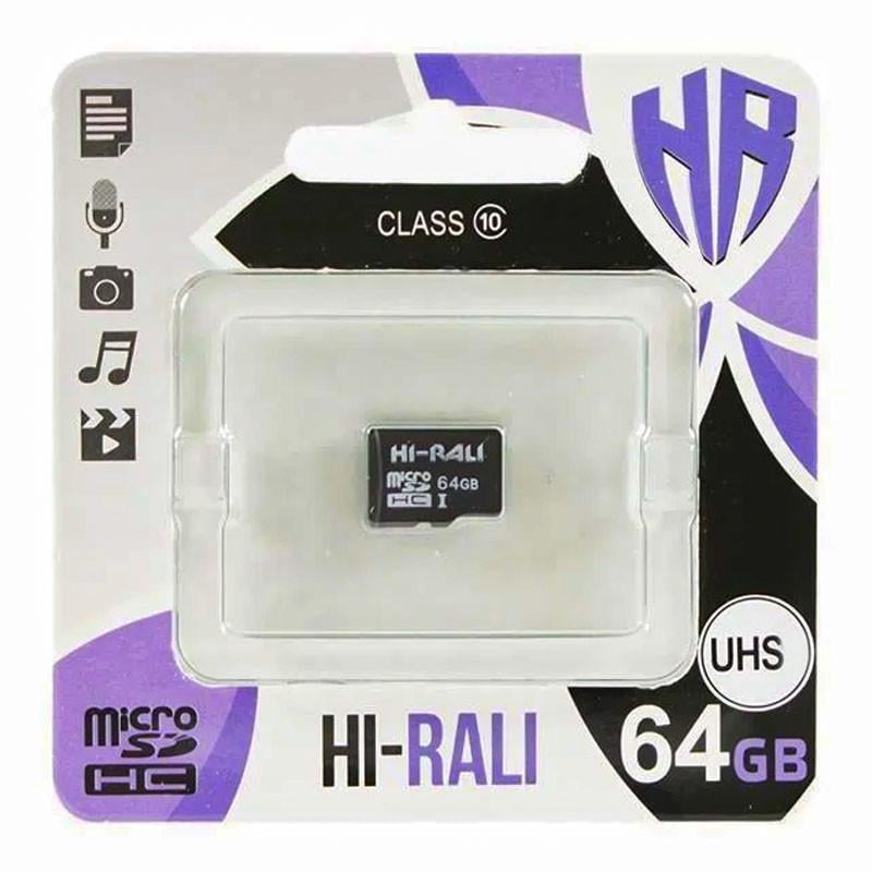 Карта пам'яті Hi-Rali microSDXC UHS-1 Card Class 10 без адаптера 64 GB Чорний (00000048936_1)