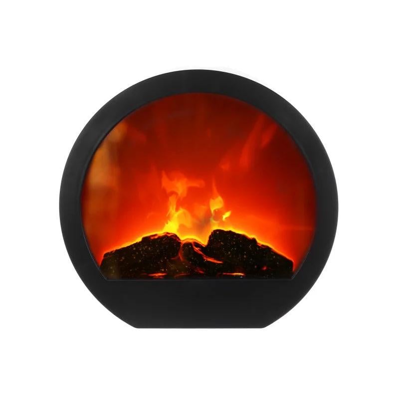 Ночник с эффектом живого огня Камин светодиодный на батарейках 3хАА 25х9х23 см Черный (2786964755)