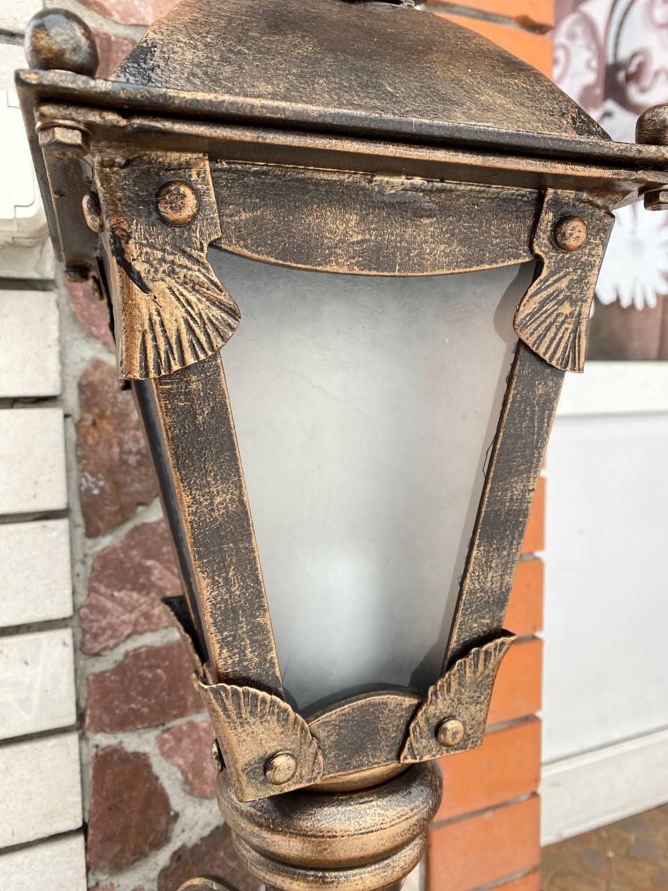 Ліхтар вуличний Е27 IP44 з патиною 24х24х83 см Золотий - фото 2 Ліхтар вуличний Е27 IP44 з патиною 24х24х83 см Золотий - фото 2