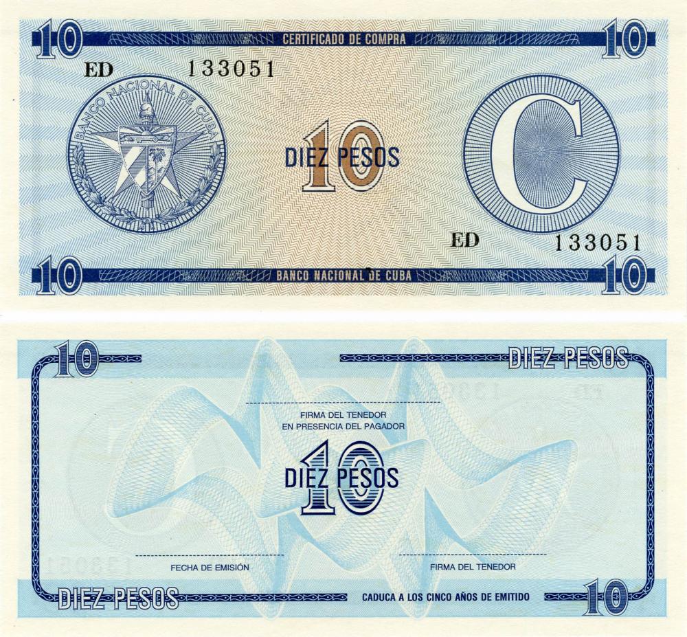 Коллекционная банкнота Куба 10 песо UNC серия С PFX14 (Б12613)