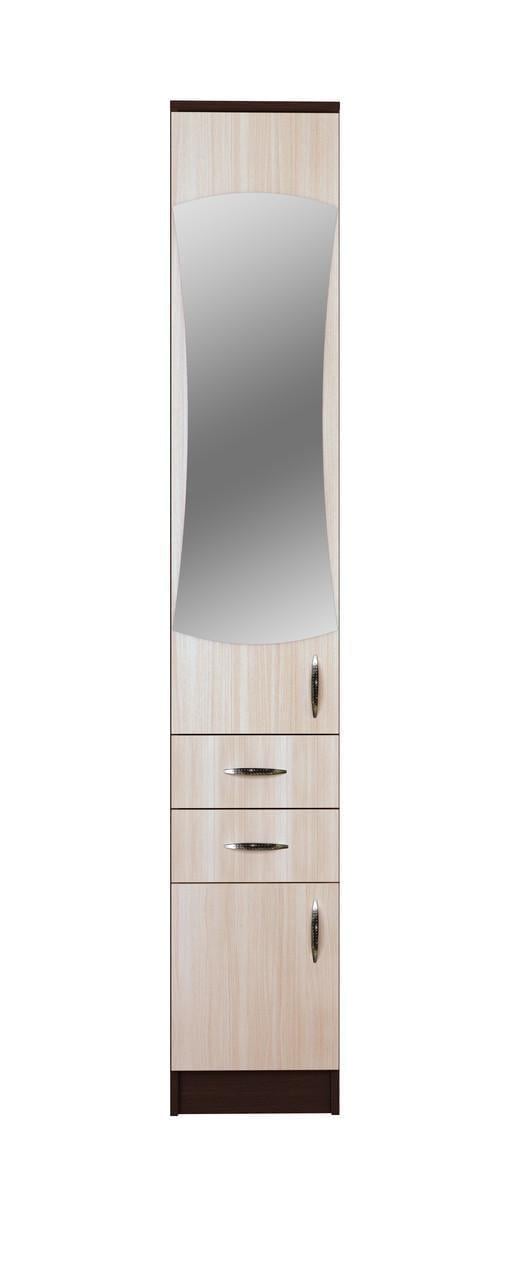 Прихожая модульная МАКСИ-МЕбель Барокко Секция пенал с зеркалом плюс Яблоня локарна/Дуб молочний (11006)