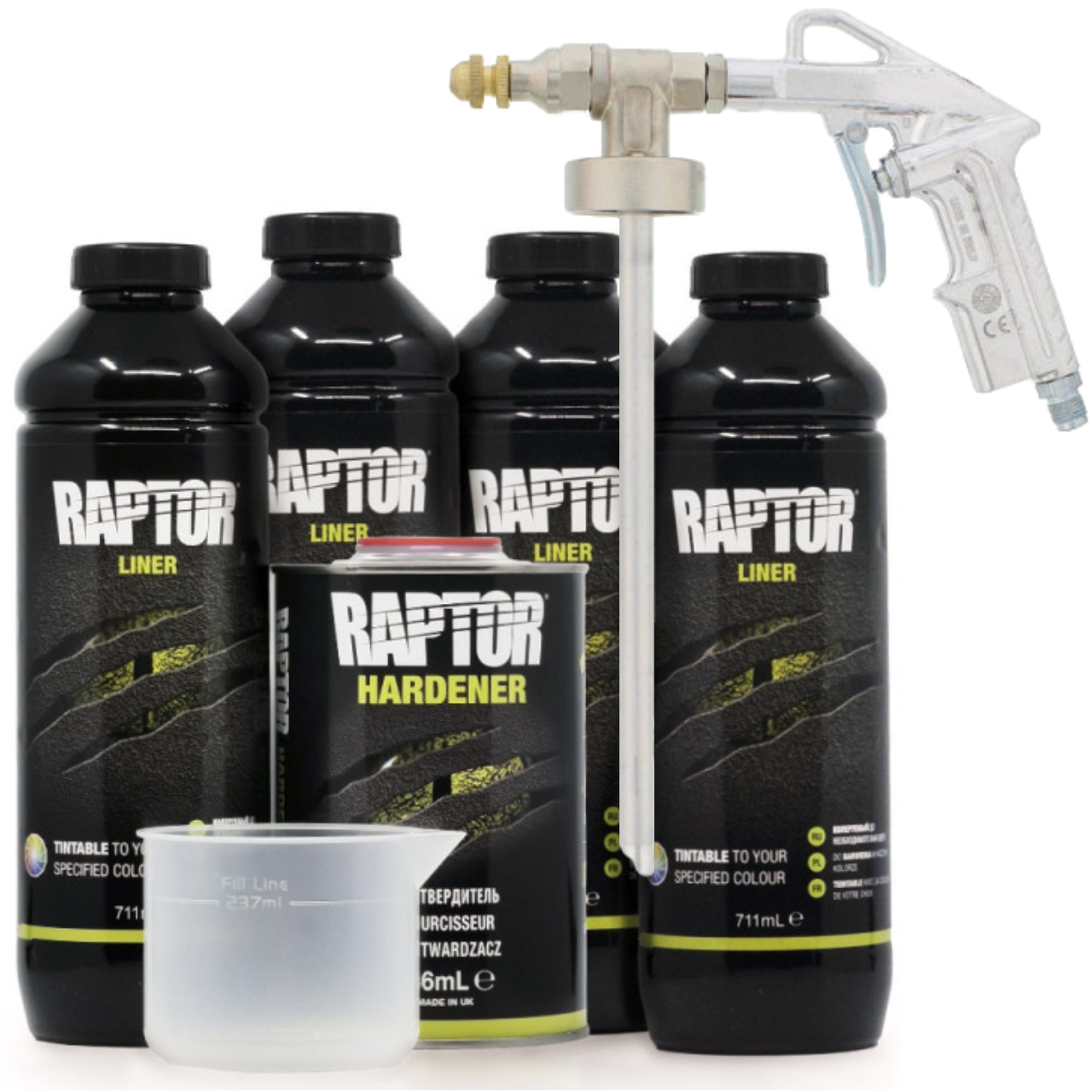 Защитное покрытие повышенной прочности U-POL RAPTORTM и пистолет с ребристой дюзой 4 л