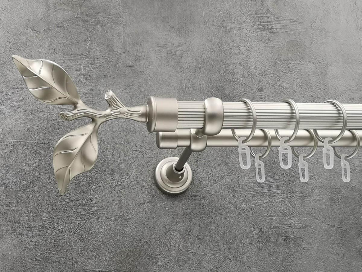 Карниз Quadrum Лист рози рифленая штанга двойной открытый 25/19 мм 400 см Сатин (264770121)