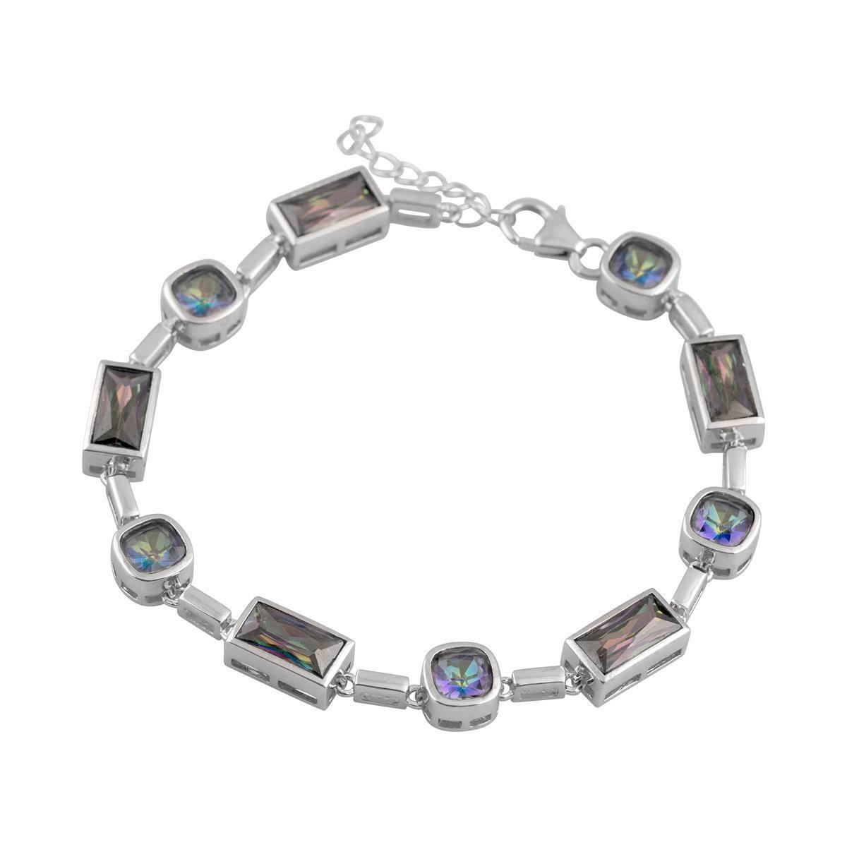 Браслет серебряный с мистик топазом 13,98 ct 18,79 г 19 см (2118275)