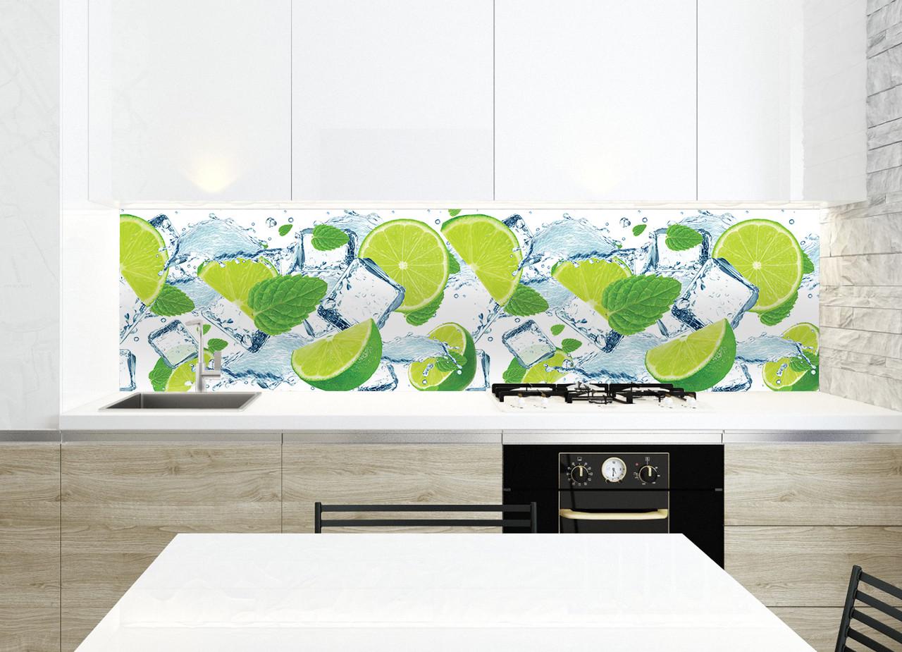 Кухонный фартук Лайм с мятой из самоклеющейся виниловой пленки 65х250 см Зеленый