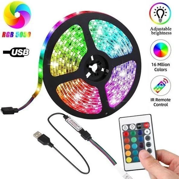 Світлодіодна стрічка RGB 5050 USB з пультом 2 м (1833886877) - фото 4