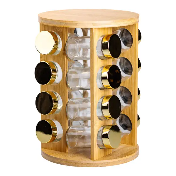 Набір ємностей для спецій YIWU на дерев'яній підставці 16 баночок по 110 мл Прозорий (147-107-HP-1367) - фото 5