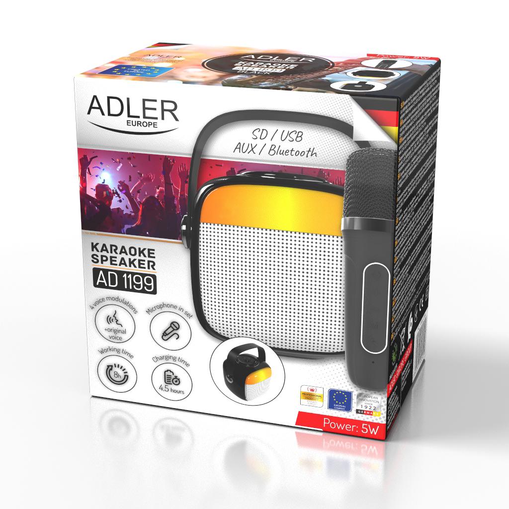 Колонка караоке Adler з мікрофоном SD/USB/AUX/Bluetooth Чорний (AD1199b) - фото 8