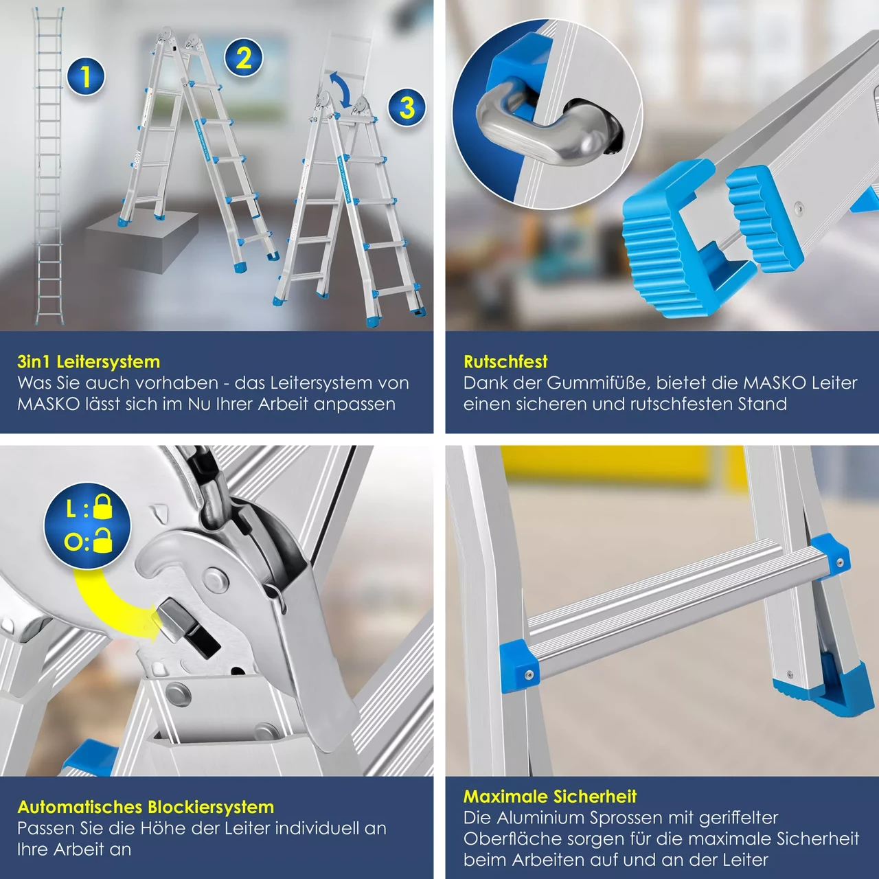 Стремянка телескопическая MASKO Серебряный (13277slb-bl) - фото 3 Стремянка телескопическая MASKO Серебряный (13277slb-bl) - фото 3