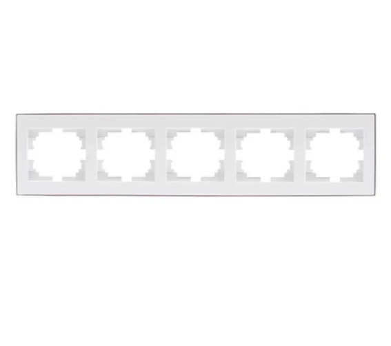 Рамка пятиместная горизонтальная Lezard Rain с боковой вставкой Белый/Хром (26441736)