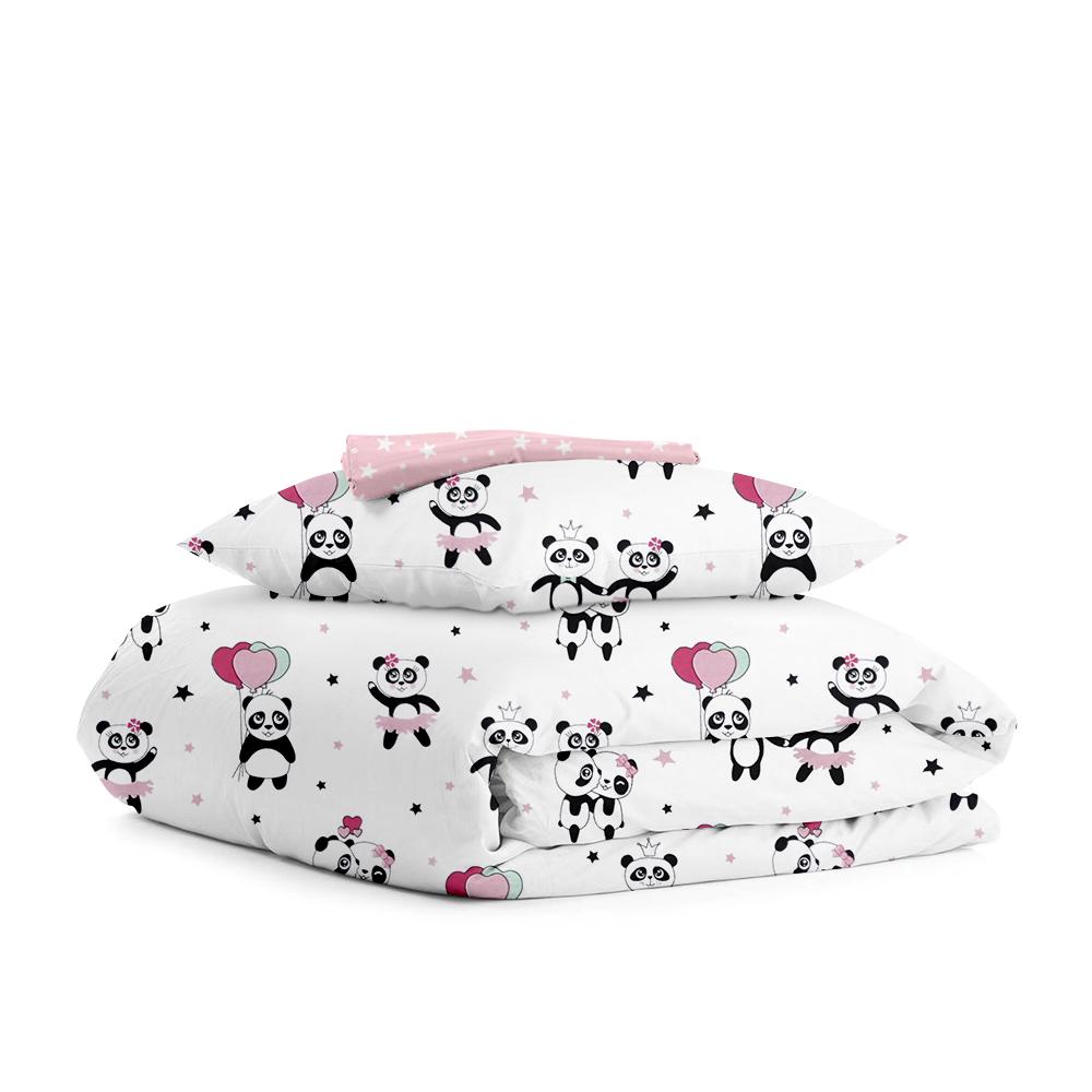 Комплект детского постельного белья Cosas Panda Love Rose Dots 110х140 см на резинке (4822052054499)