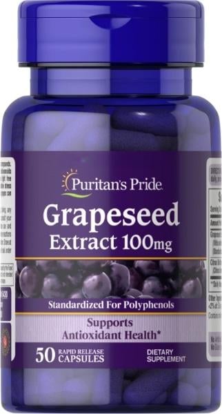 Добавка натуральная Экстракт виноградных косточек Puritans Pride Grapeseed Extract 100 мг 50 капсул