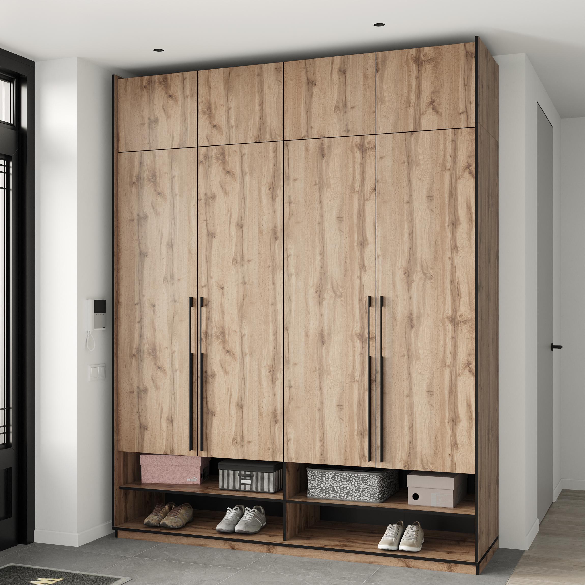 Шафа в передпокій розпашна чотиридверна з антресолью та штангою для одягу 1969х2500х570 мм Дуб аппалачі (mr-10a-ap) - фото 1 Шафа в передпокій розпашна чотиридверна з антресолью та штангою для одягу 1969х2500х570 мм Дуб аппалачі (mr-10a-ap) - фото 1