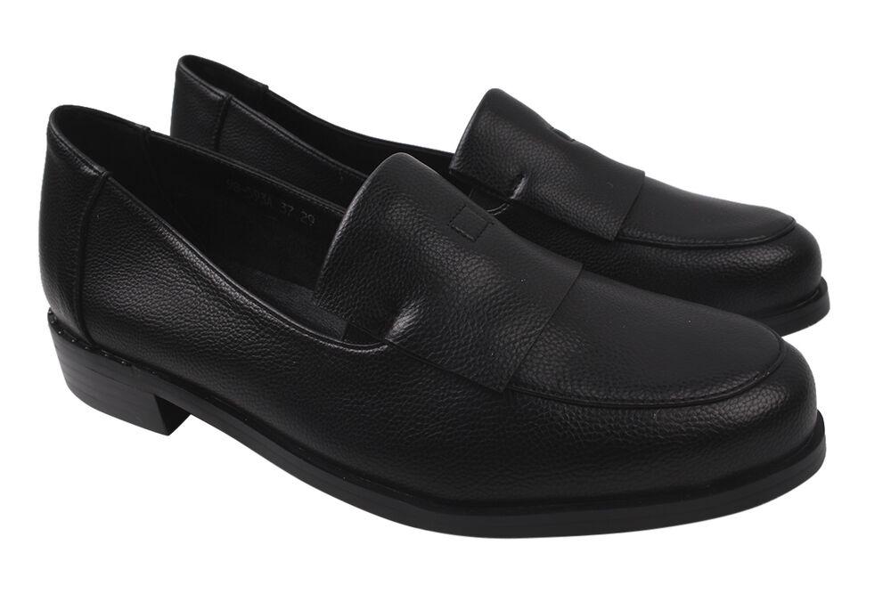 Туфли женские Gelsomino из кожи на низком ходу р. 40 Черный (191-20DTC)