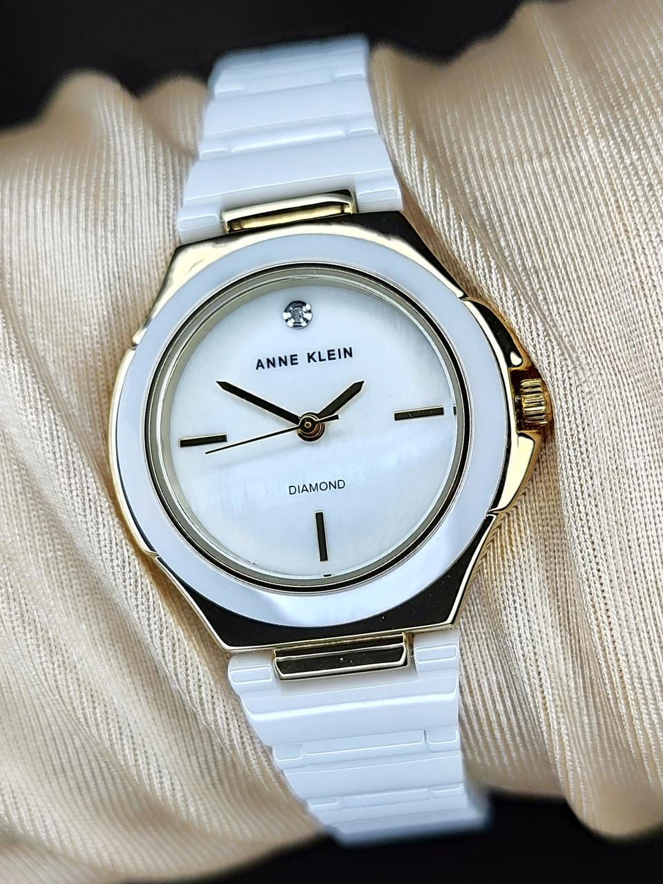 Наручные часы женские Anne Klein AK/5112GPWT с белым циферблатом и керамическим браслетом