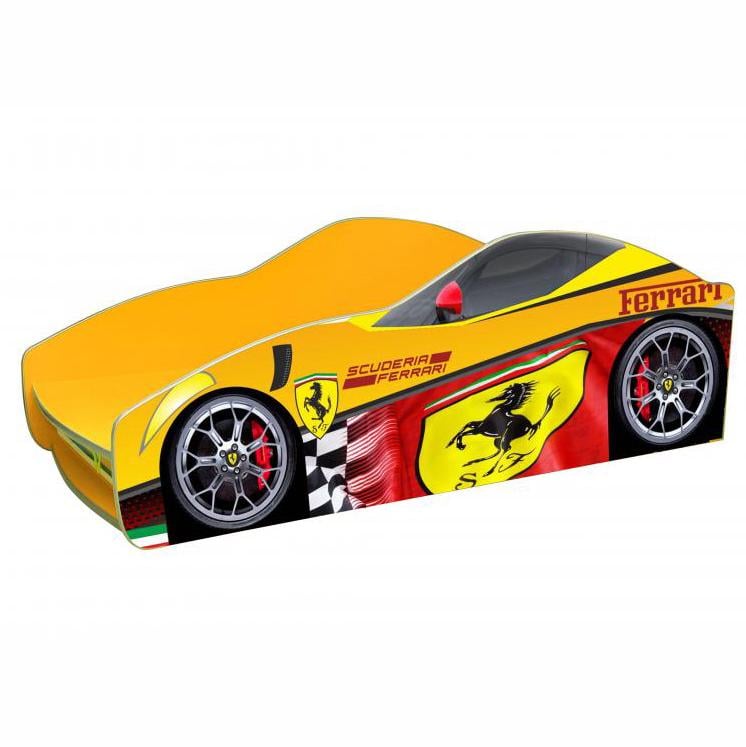 Детская кроватка машина Viorina-Deko Ferrari B-01 ламинированная ДСП 80х170 см Желтый (44141)