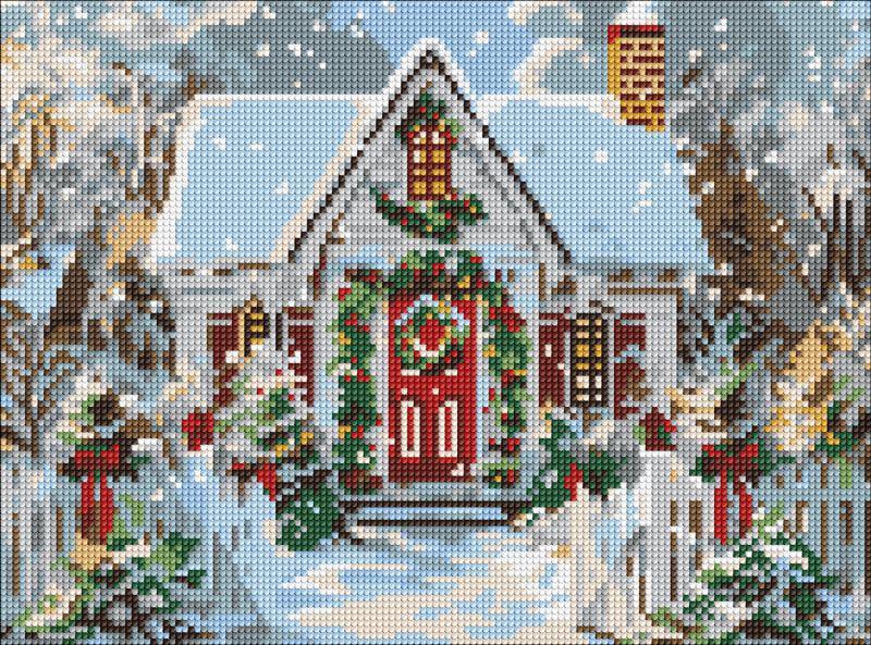 Алмазная мозаика Ideyka Рождественский домик 30x40 см (Id-AMO8103)