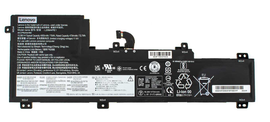Аккумулятор для ноутбука Lenovo IdeaPad 5 Pro 14IAP7 4880 mAh 1536V 75 Wh