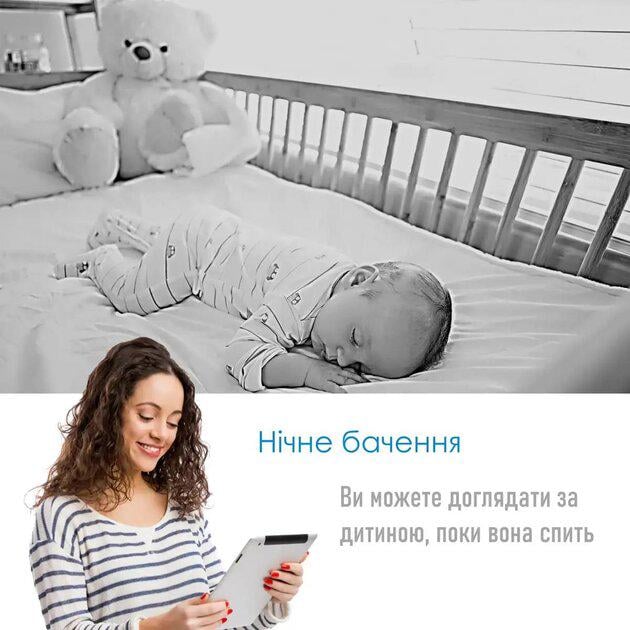 Відеоняня Baby Monitor ABM600 з датчиком звуку з портативним дисплеєм та вимірюванням температури - фото 8